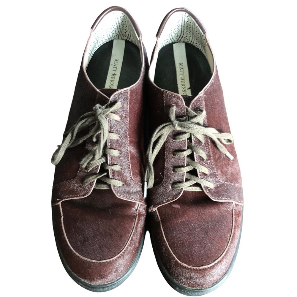 Matt Bernson Calf Hair Brown Platform Sneakers Womens Size 10 - Picture 3 of 10